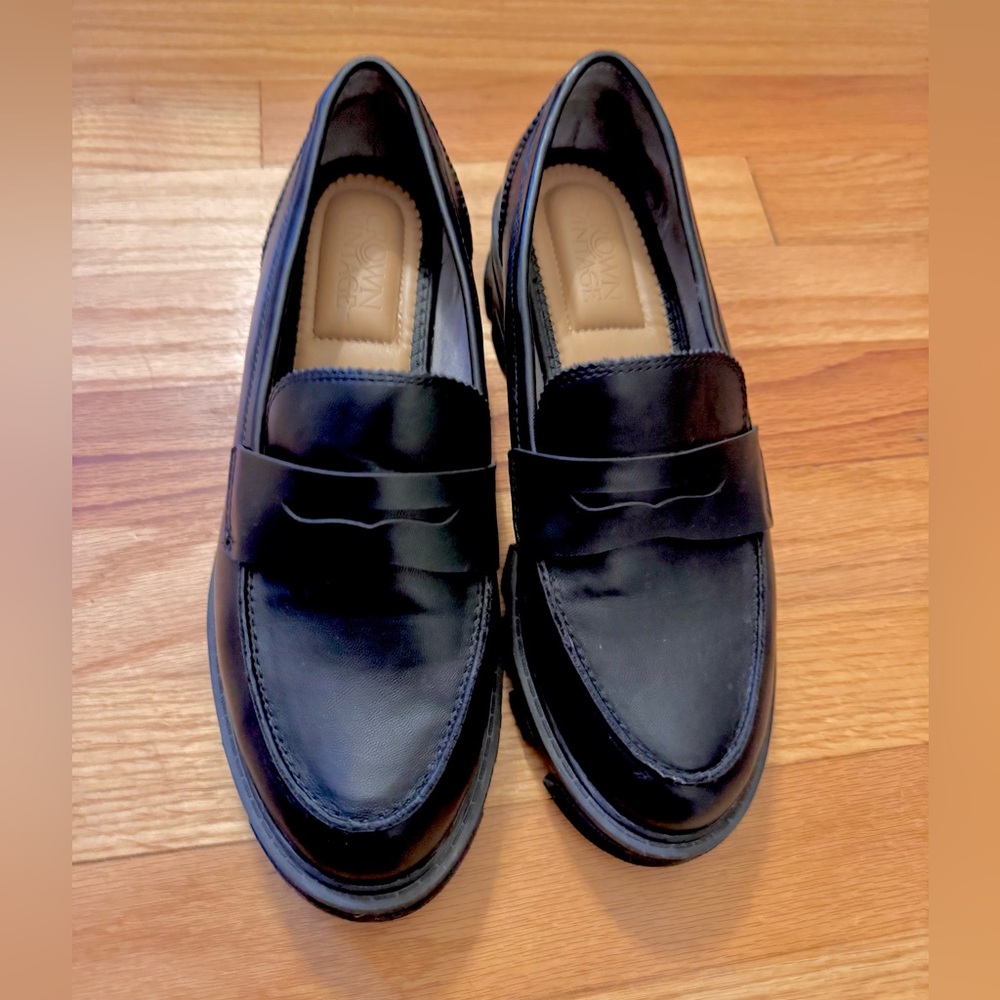 Black lug sole loafers